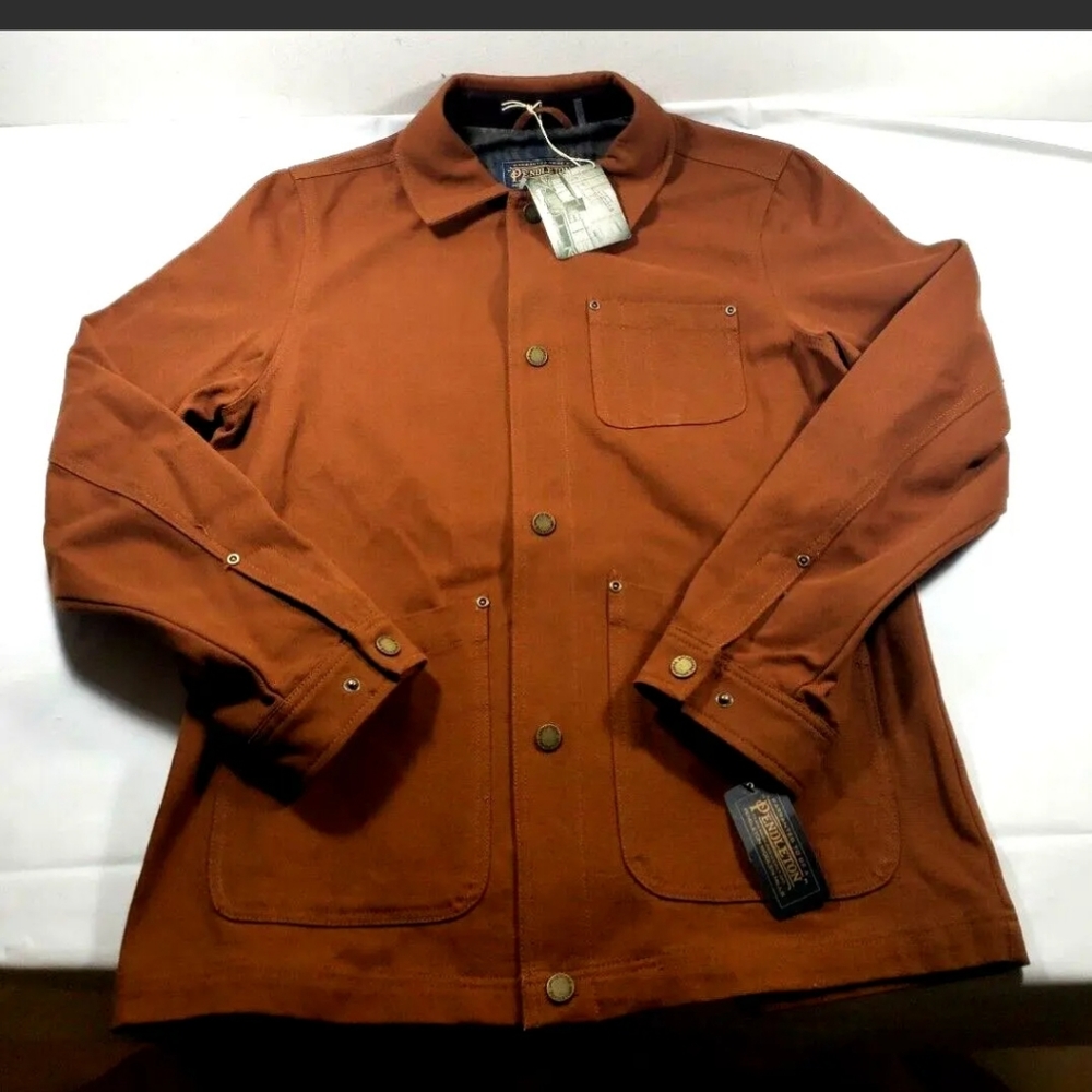 Pendleton Canvas Taos Field Jacket 3 Pocket Chore Coat Whiskey Brown Sz. M - NEW